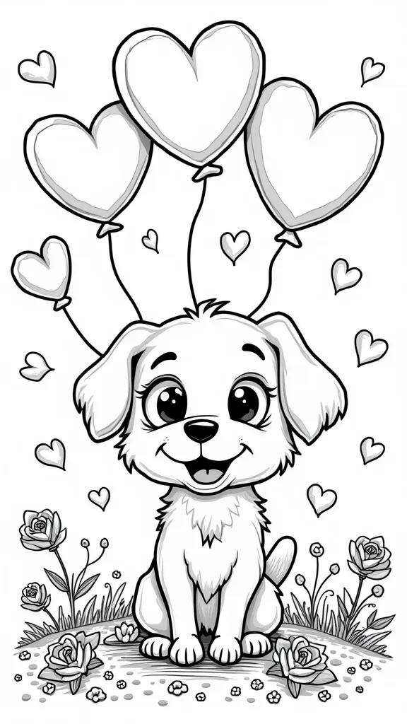 coloriages de chien de la Saint-Valentin